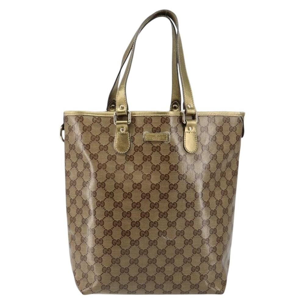 Gucci GG Crystal Tote Bag Coated Canvas Beige